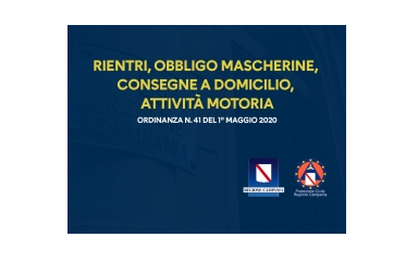 Ordinanza Regionale n. 41 del 01/05/2020.